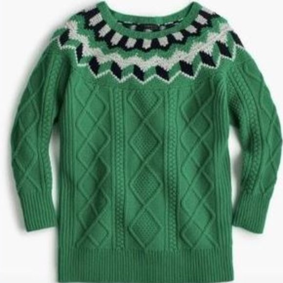 J. Crew Collection Wide Neck Fair Isle Sweater - Picture 2 of 9